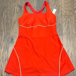 Red Athletic Dress with White Trim